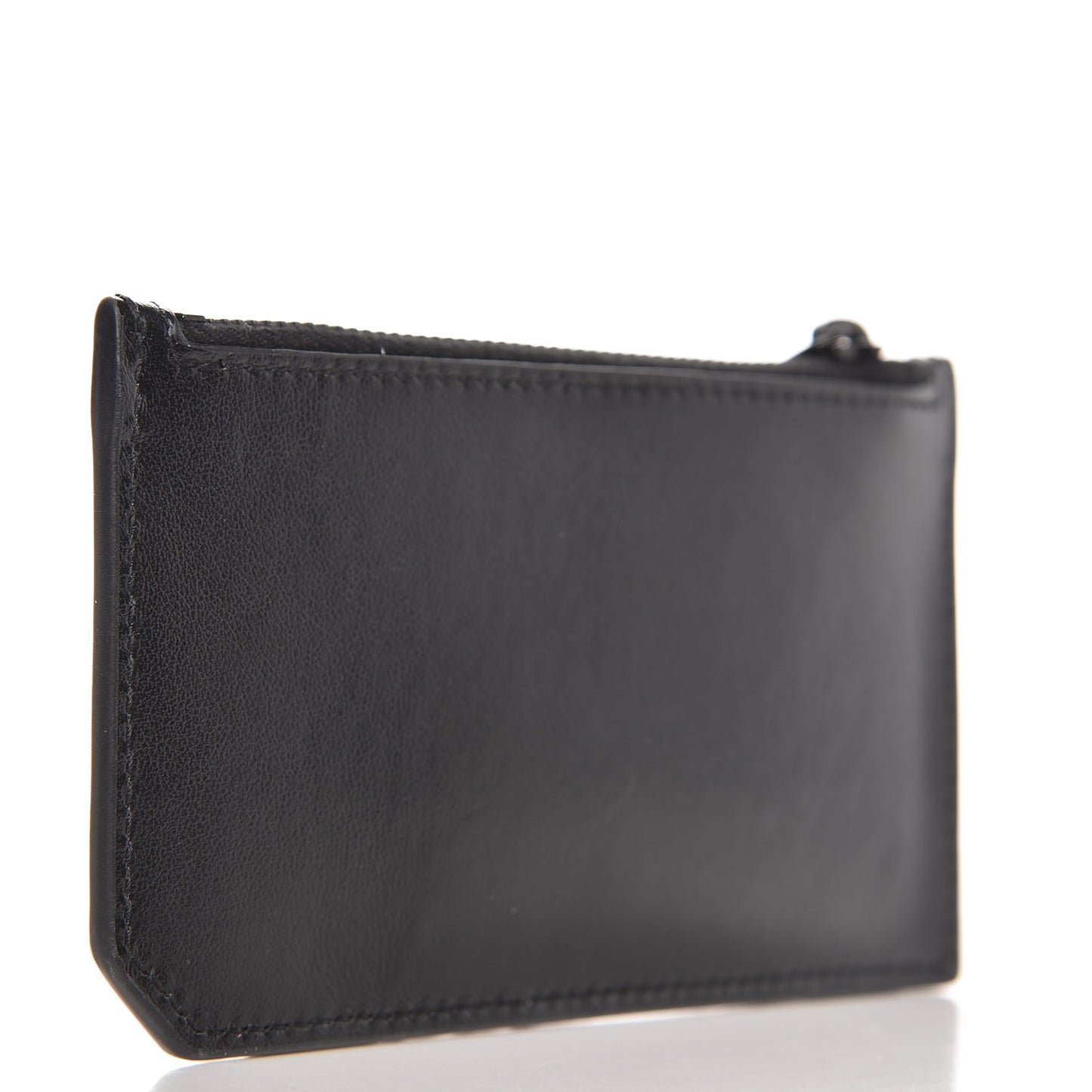 Calfskin 5 Fragments Zip Pouch Card Holder Black