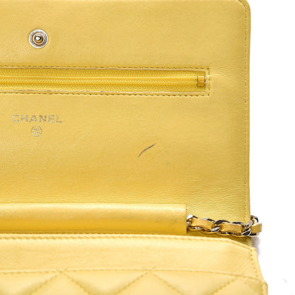 Chanel Lambskin Quilted Wallet on Chain WOC Yellow 9 of 21