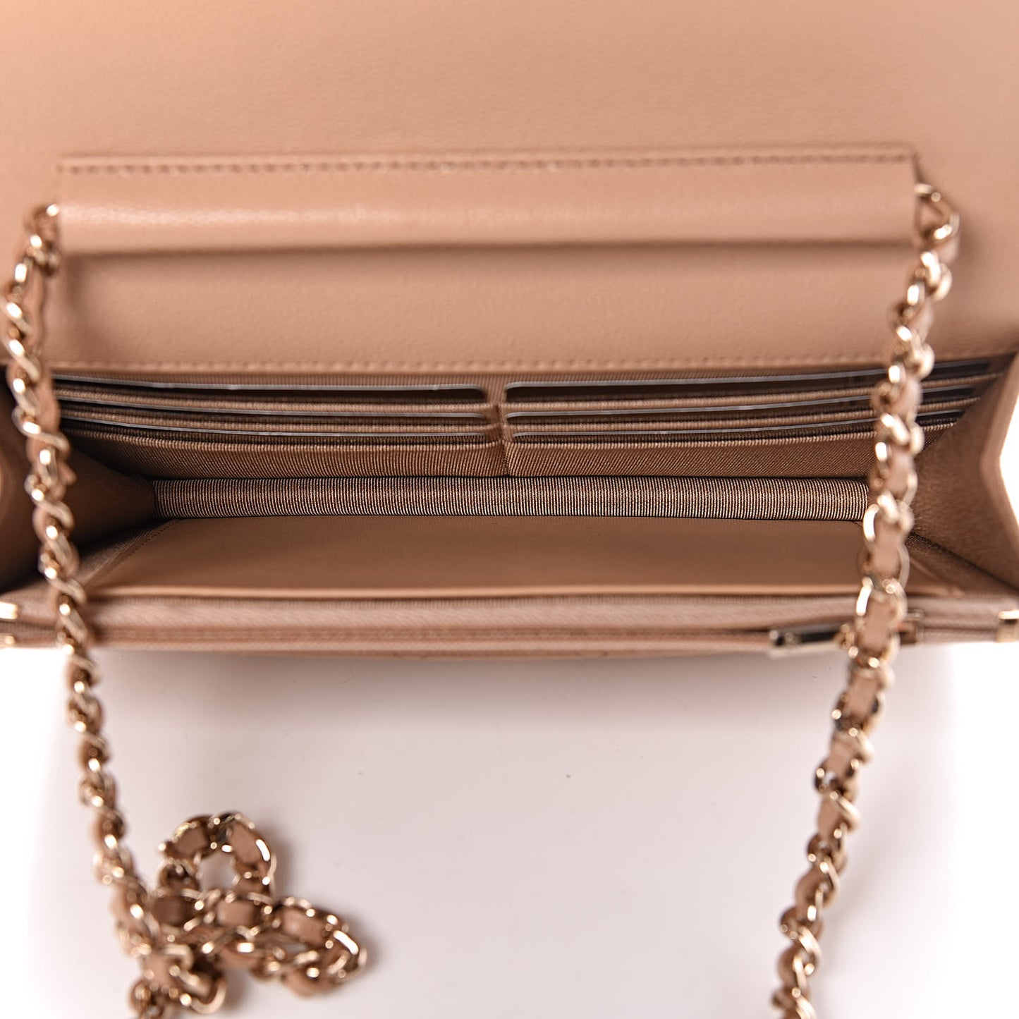Caviar Quilted Wallet On Chain WOC Beige