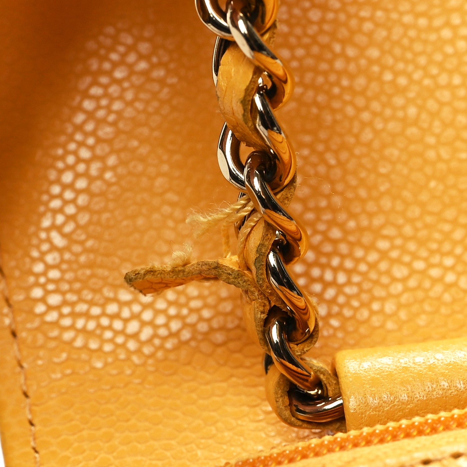 Chanel Caviar Quilted Wallet on Chain WOC Yellow 12 of 13