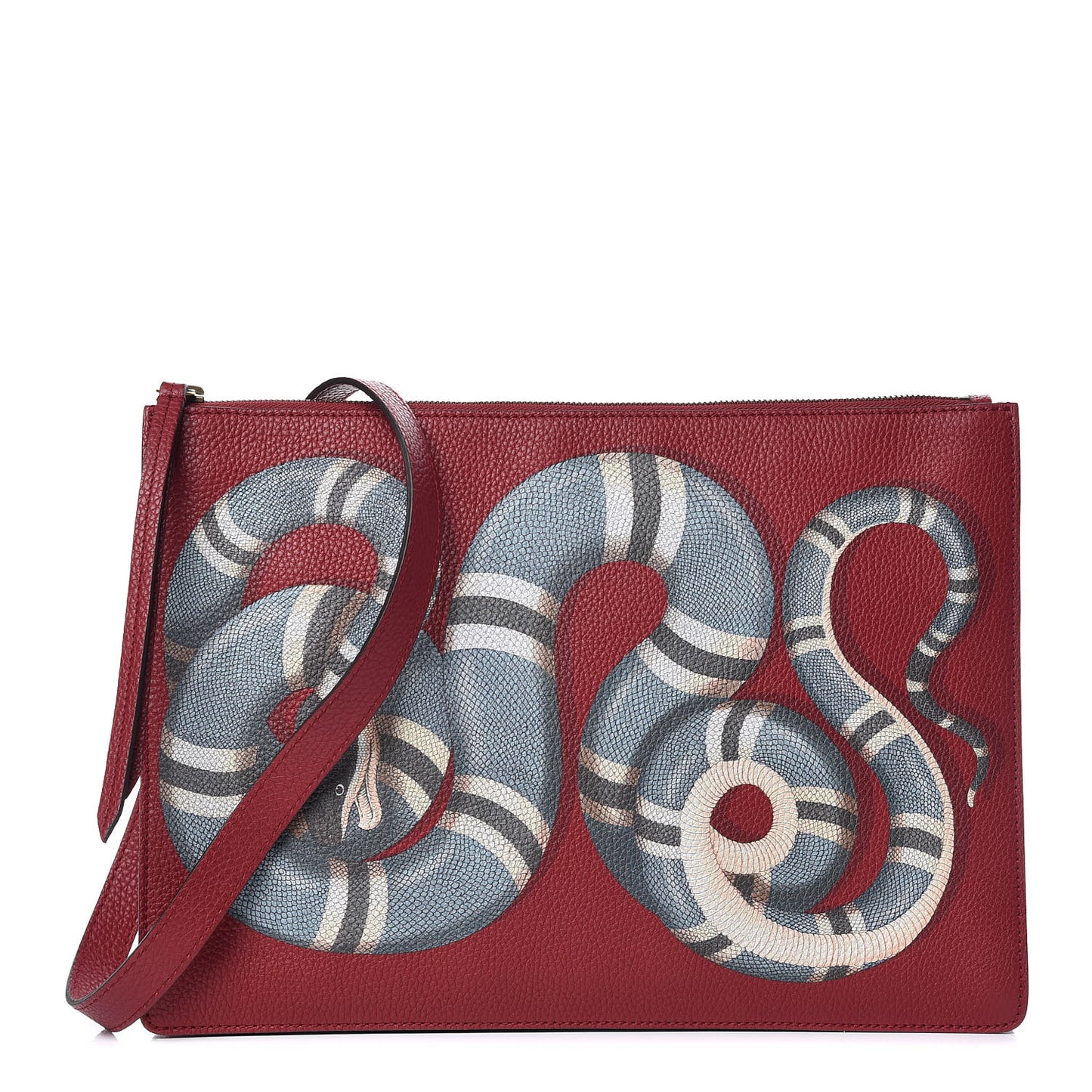Calfskin Kingsnake Print Messenger Red