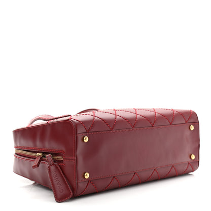 Chanel Calfskin Stitch Surpique Bowler Red 4 of 15