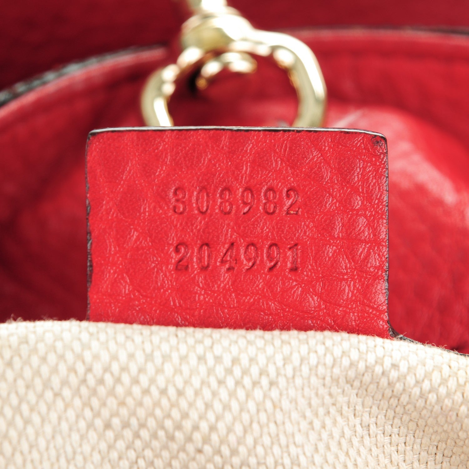 Gucci Pebbled Calfskin Medium Soho Chain Shoulder Bag Red 7 of 7