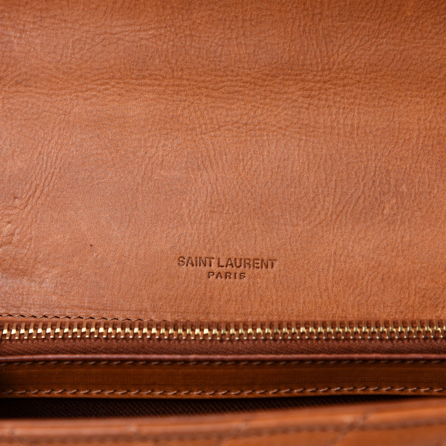 Saint Laurent Calfskin Matelasse Chevron Monogram Medium College Satchel Cognac 6 of 9