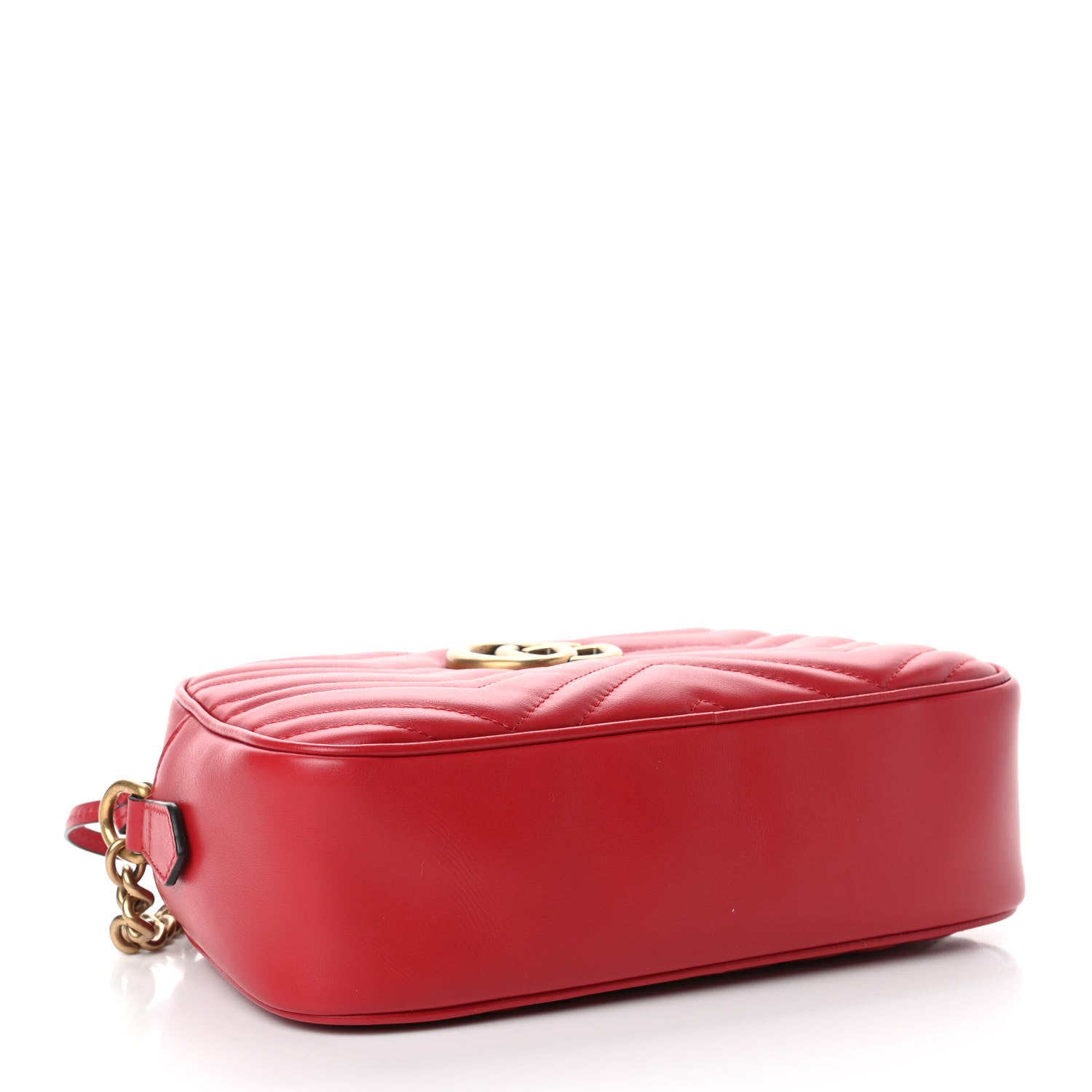 Gucci Calfskin Matelasse Small GG Marmont Chain Shoulder Bag Hibiscus Red 3 of 5