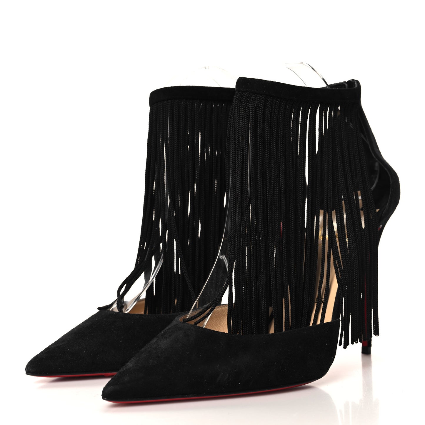 Veau Velours Fringe Courtain 100 Pumps 39.5 Black
