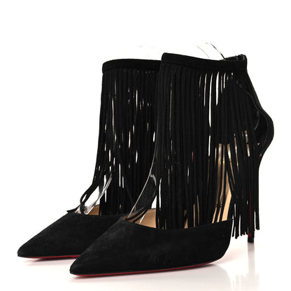 Christian Louboutin Veau Velours Fringe Courtain 100 Pumps 39.5 Black 3 of 7