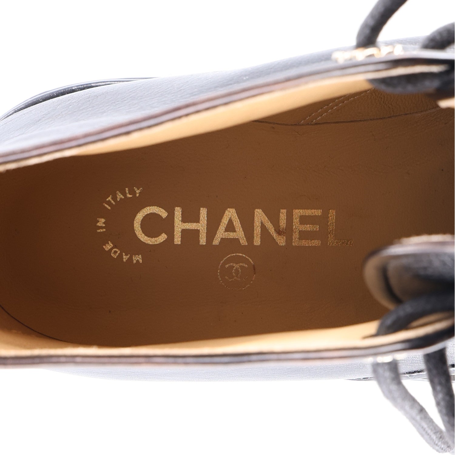Chanel Calfskin Grosgrain Chain Lace Up CC Short Boots 41 Black 9 of 11