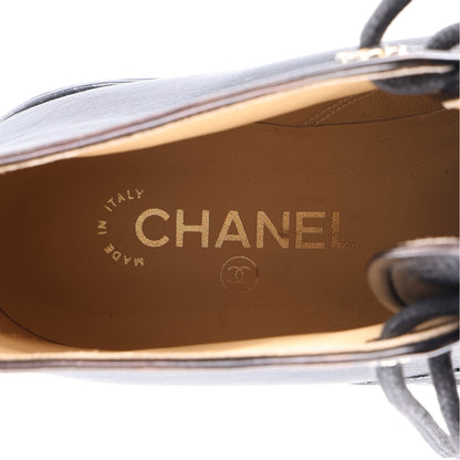 Chanel Calfskin Grosgrain Chain Lace Up CC Short Boots 41 Black 9 of 11