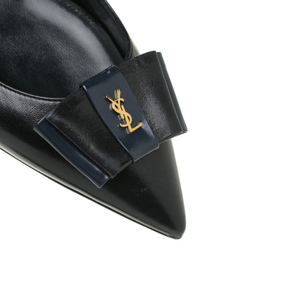 Saint Laurent Patent Smooth Lambskin Anais Slingback Flats 36.5 Black Navy 14 of 16