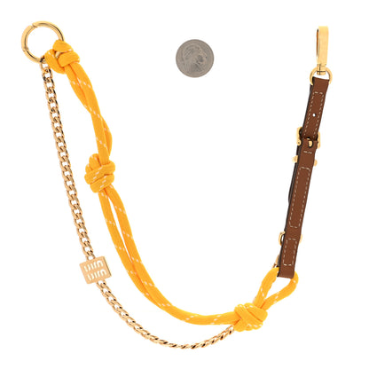 Miu Miu Nappa Rope Chain Logo Bag Charm Cognac Yellow 2 of 3