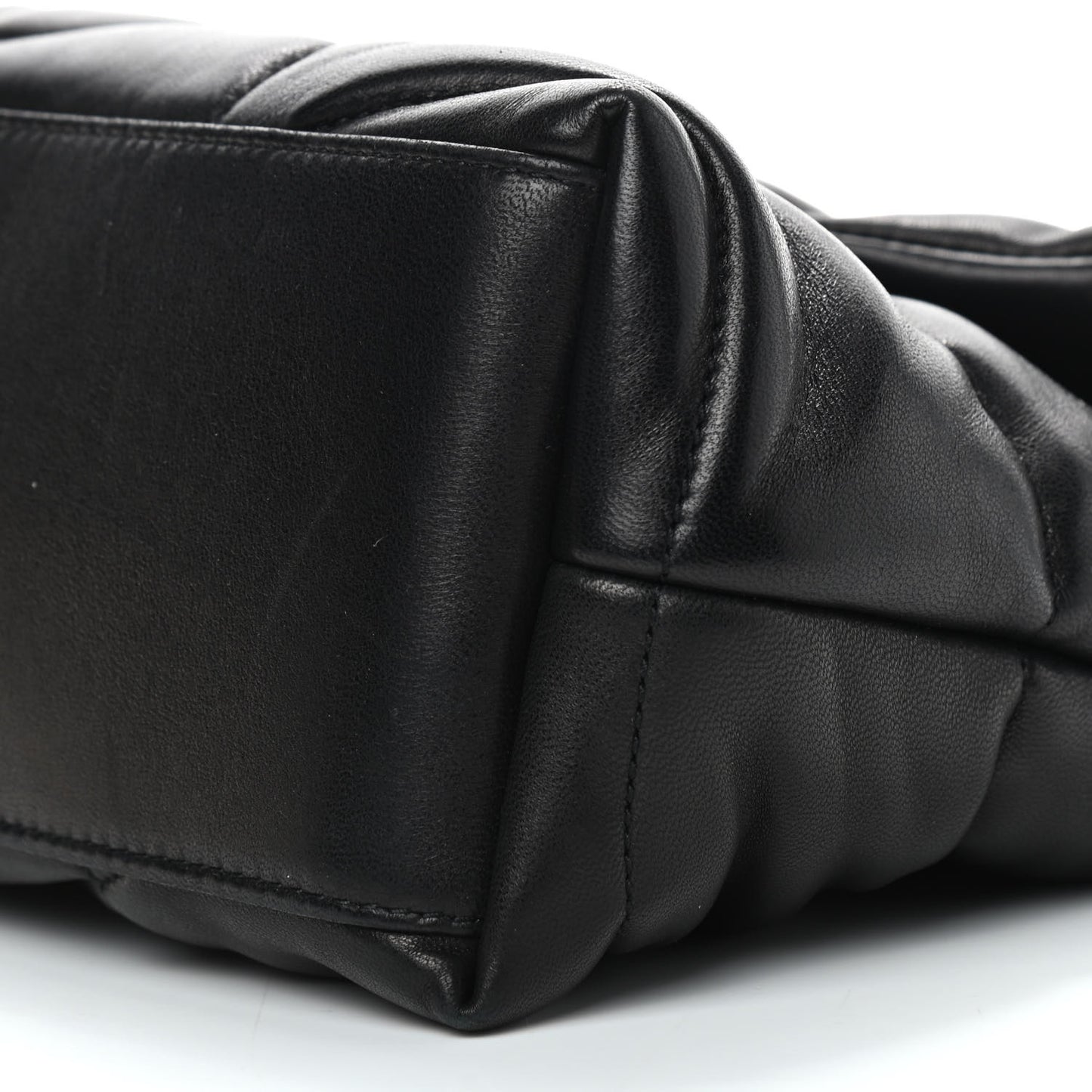 Lambskin Quilted Small Loulou Puffer Monogram Chain Satchel Black