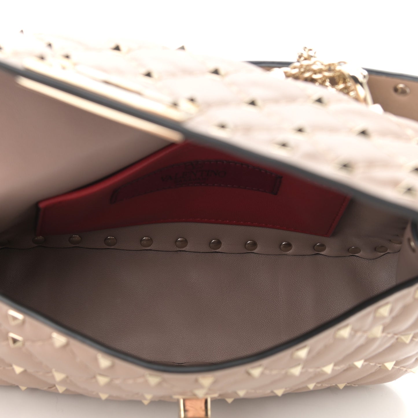 Nappa Small Rockstud Spike Shoulder Bag Poudre