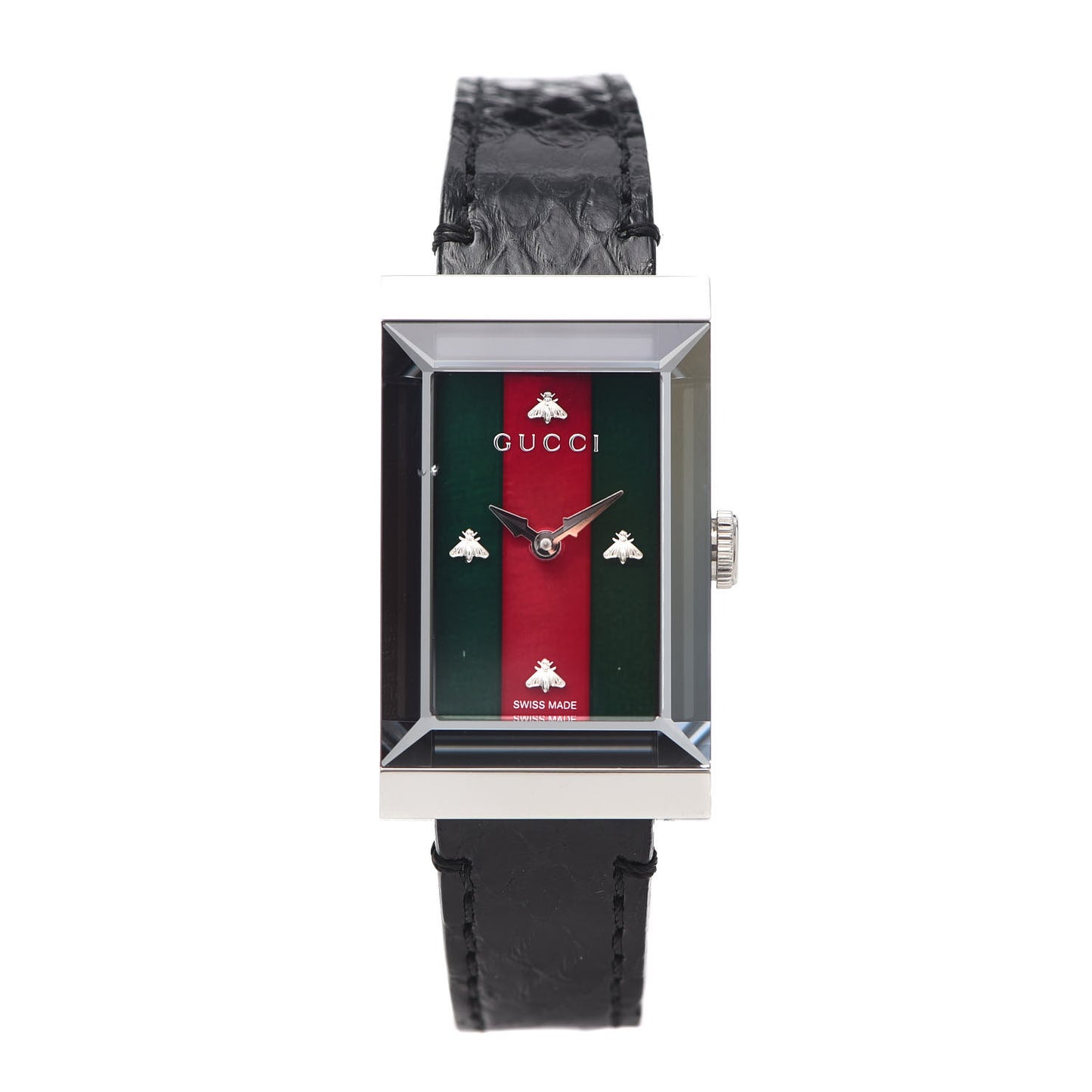 Stainless Steel Lizard 21mm Web G-Frame Quartz Watch Green