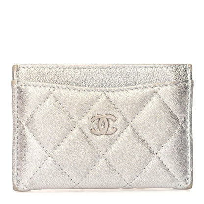 Chanel Metallic Lambskin Quilted Card Holder Silver 1 of 11