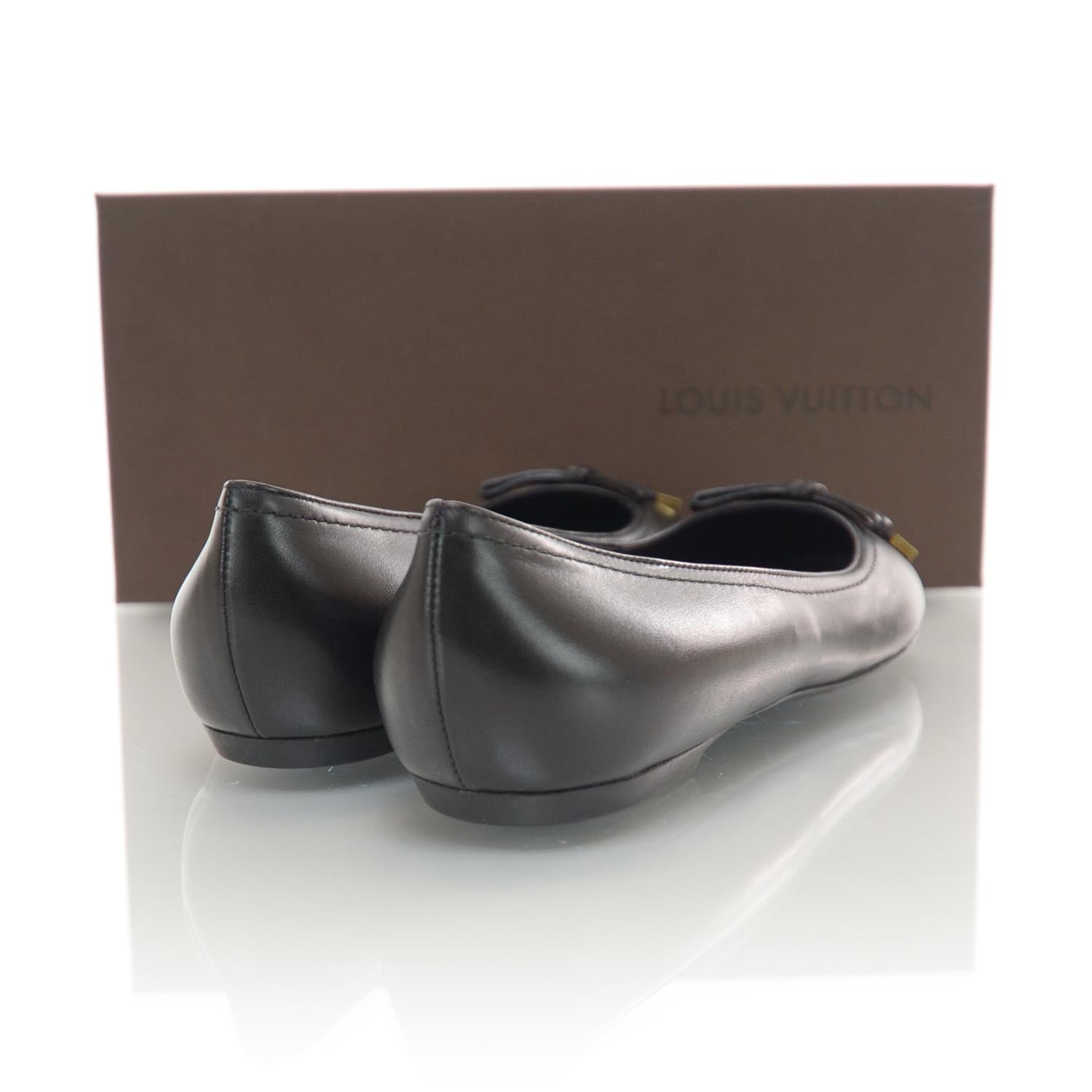 Louis Vuitton Leather Bow Ballet Flats Black NEW 37.5 3 of 7