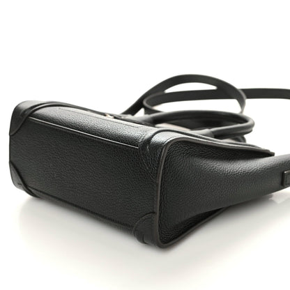 Celine Drummed Calfskin Nano Luggage Black 9 of 10