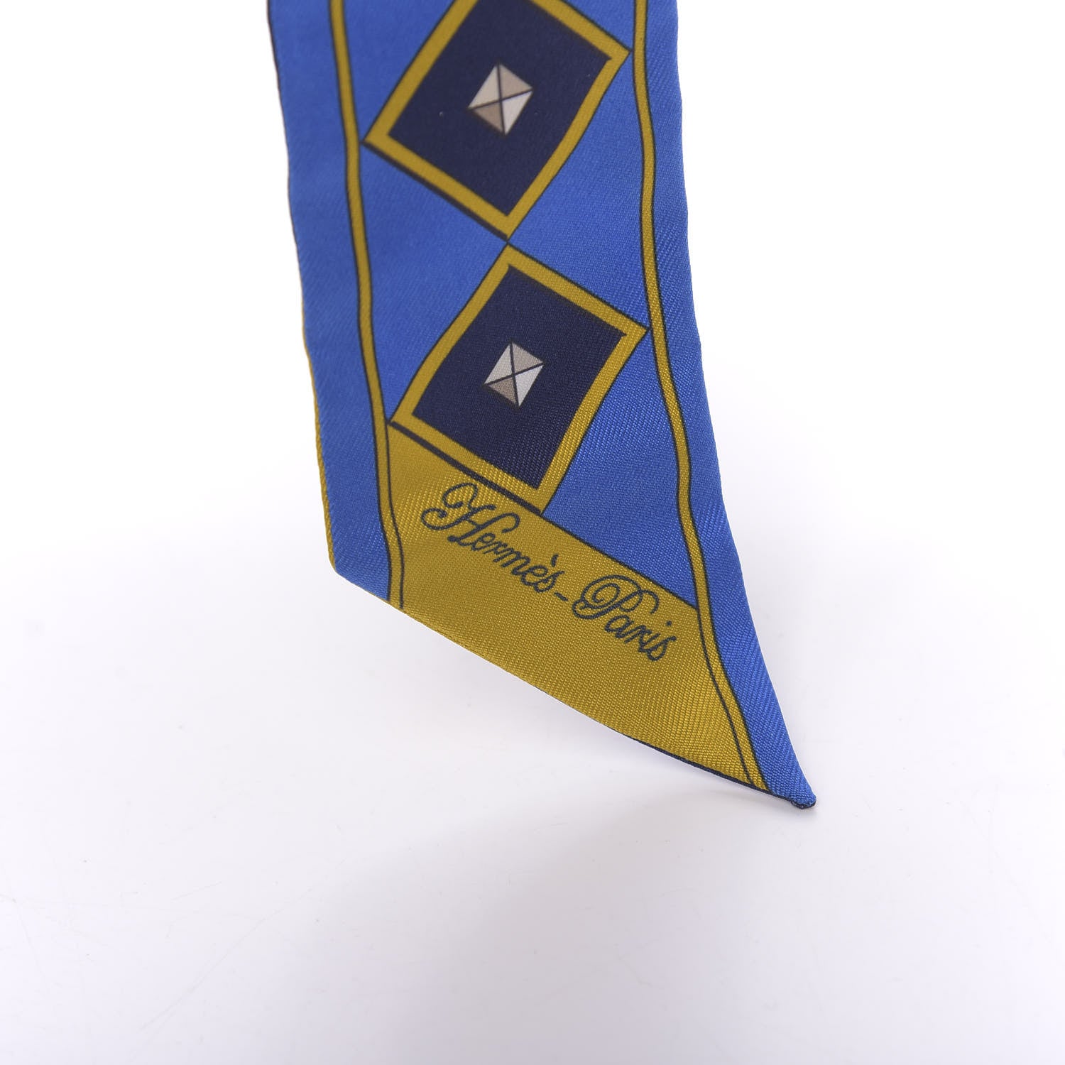 Hermes Silk Colliers Et Chiens Twilly Blue Roy Gold Marine 4 of 4