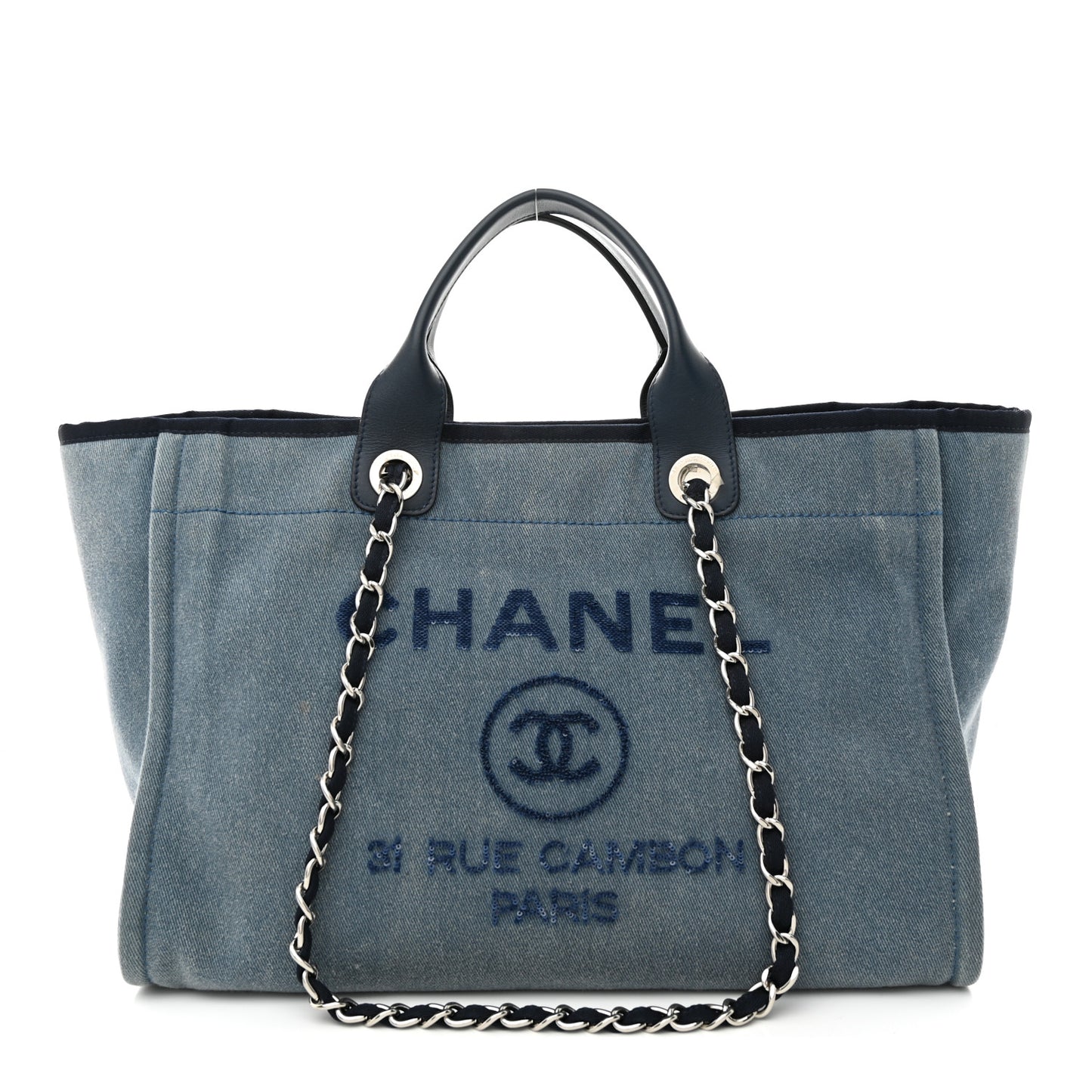 Canvas Sequin Medium Deauville Tote Navy