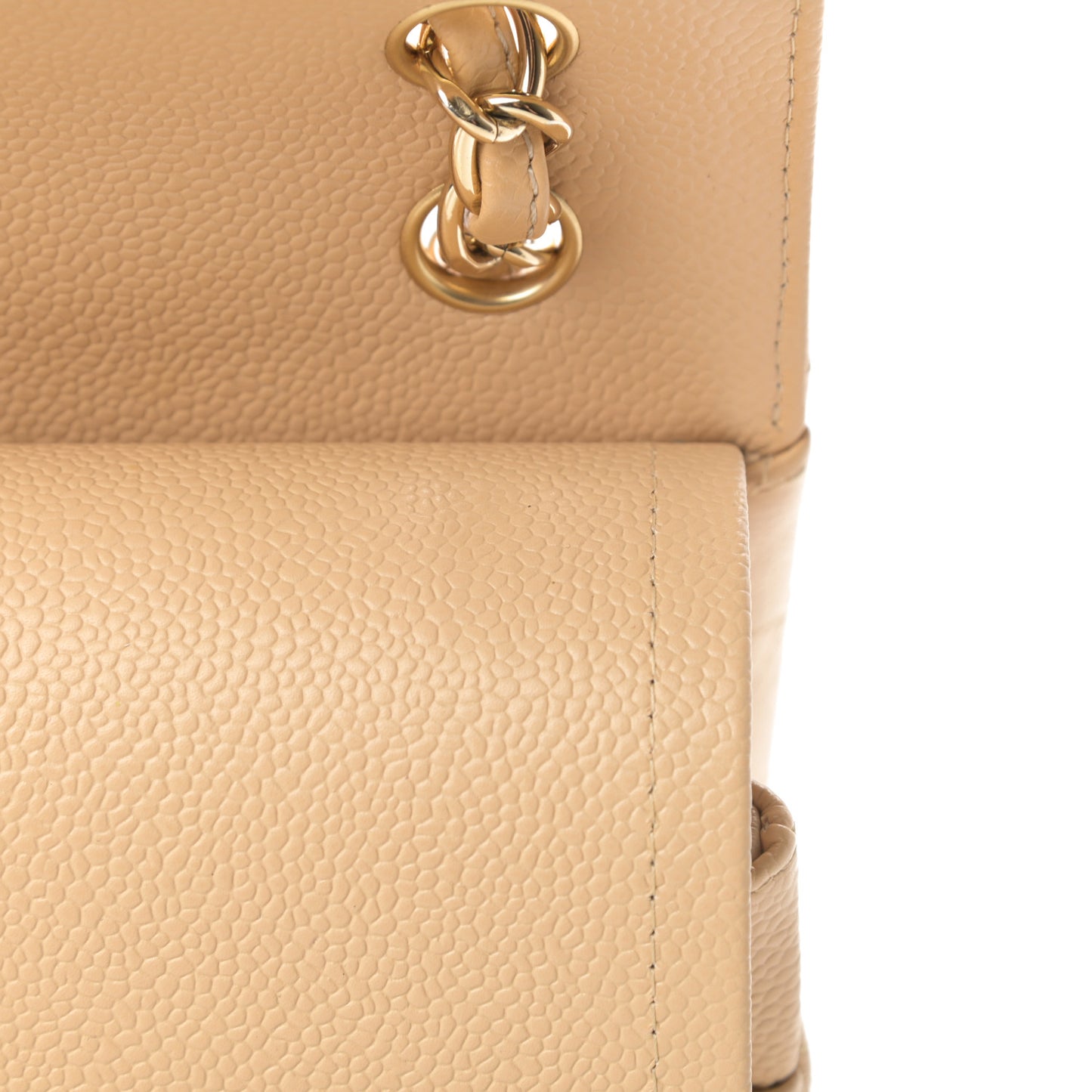 Caviar Quilted Jumbo Double Flap Beige Clair