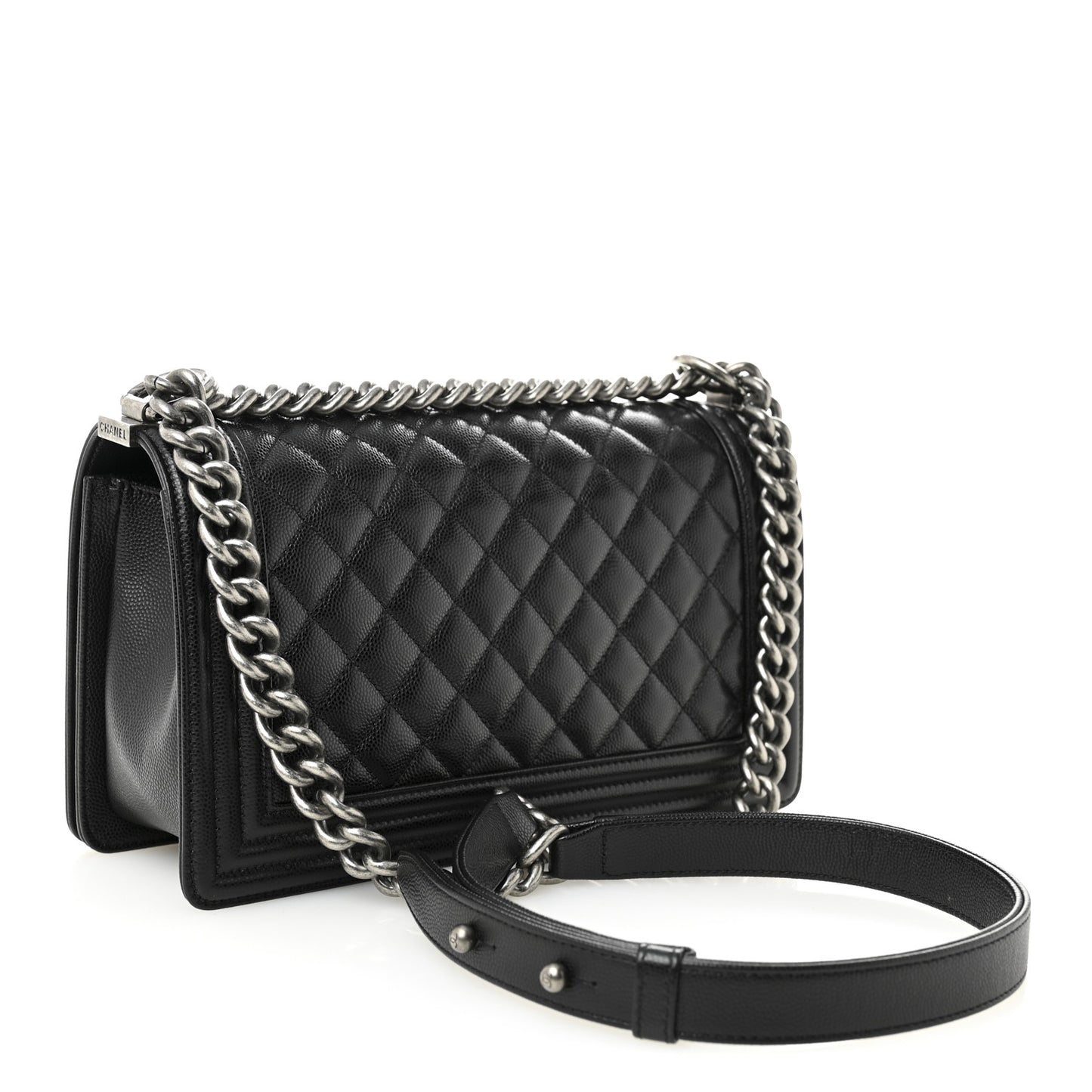 Caviar Quilted Medium Boy Flap Black