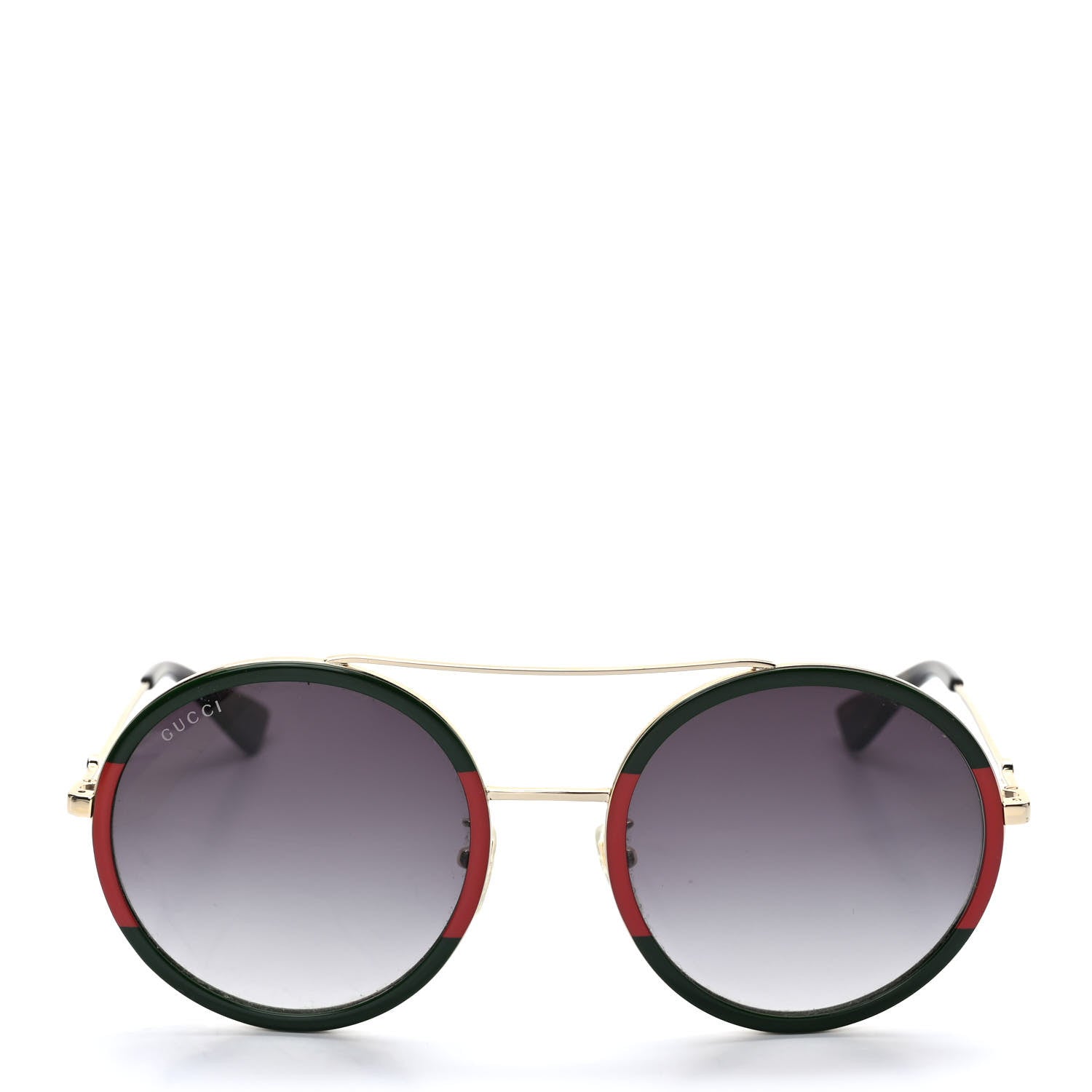 Gucci Metal Round Frame Sunglasses GG0061S Green Red 2 of 8