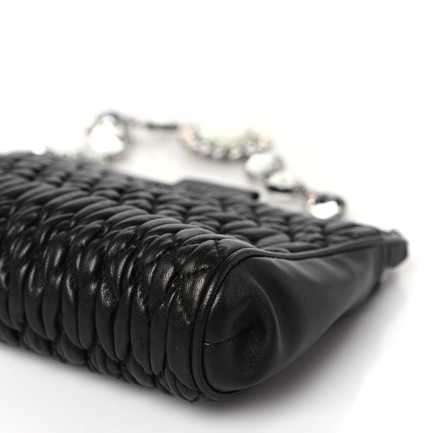 Nappa Matelasse Crystal Shoulder Bag Black