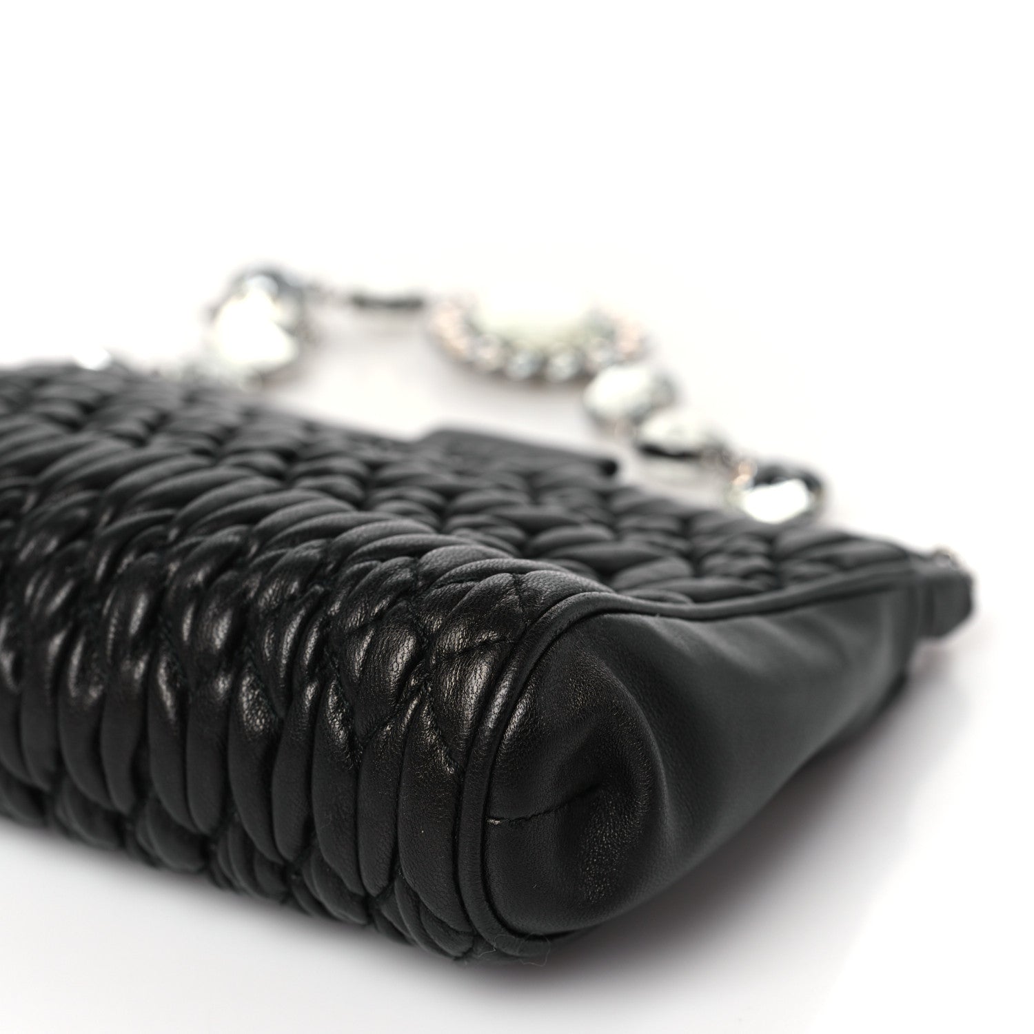 Miu Miu Nappa Matelasse Crystal Shoulder Bag Black 8 of 8