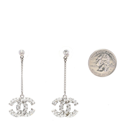 Chanel Baguette Crystal CC Drop Earrings Silver 2 of 4