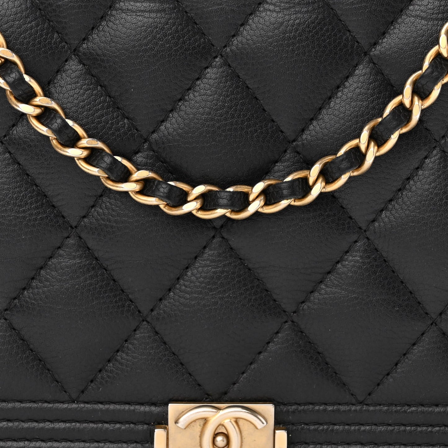 Caviar Quilted Boy Wallet On Chain WOC Black