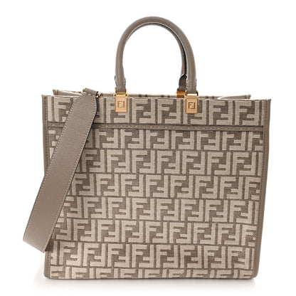 Fendi Chenille Vitello Cher FF Medium Fendi Sunshine Shopper Tote Tortora 1 of 11