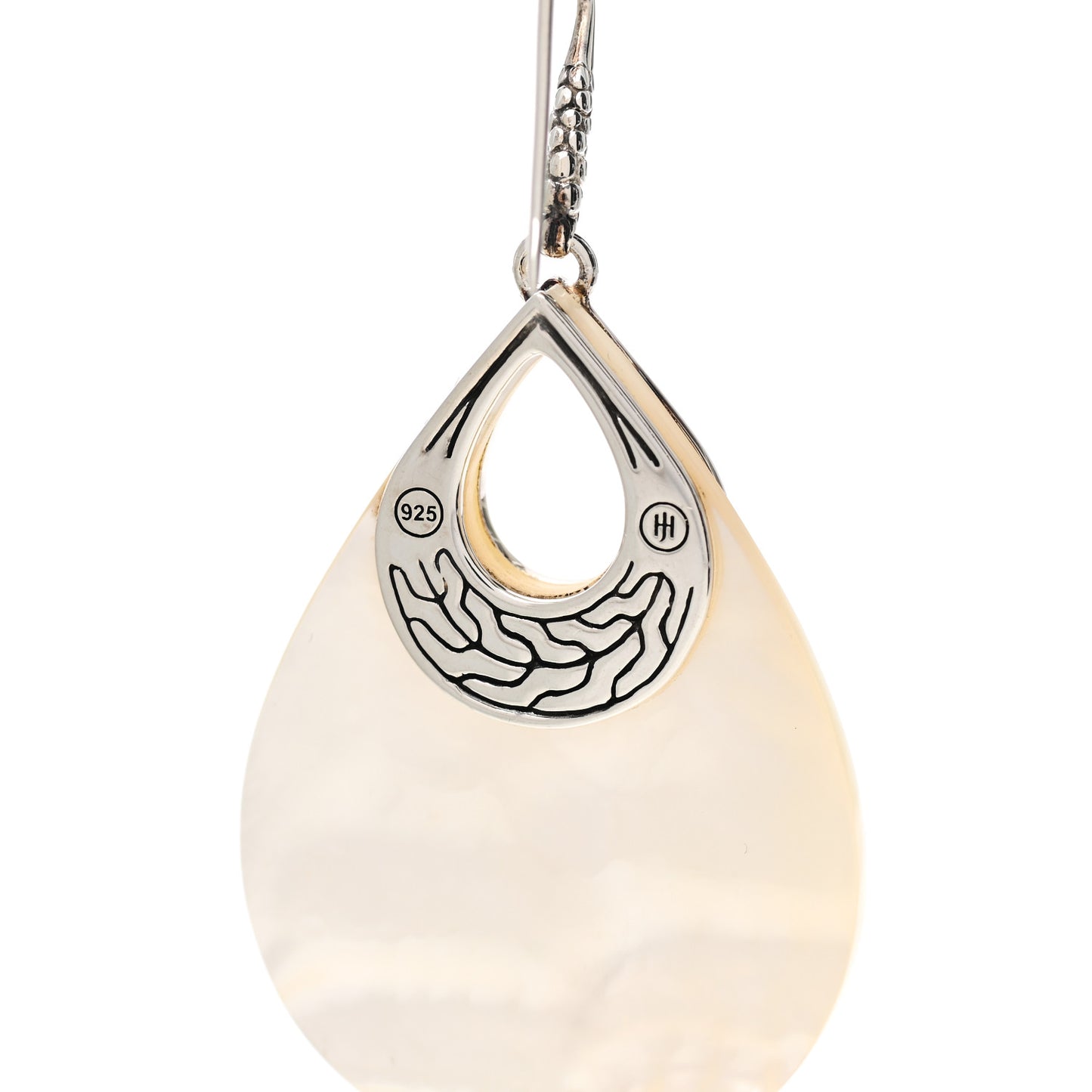 Sterling Silver Mother of Pearl Dot Teardrop Earrings