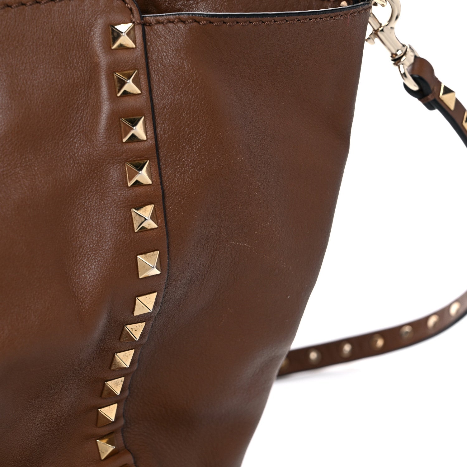 Valentino Garavani Vitello Medium Rockstud Tote Dark Noisette 19 of 21