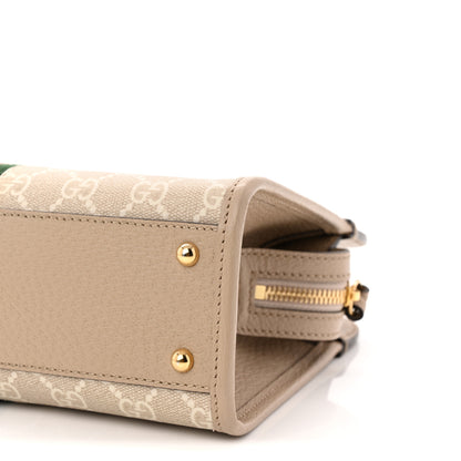 Gucci GG Supreme Monogram Textured Dollar Calfskin Web Small Ophidia Slip Handle Tote Beige Mystic White Oatmeal 10 of 11