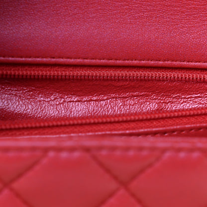 Chanel Iridescent Lambskin Quilted Mini Top Handle Rectangular Flap Red 14 of 14