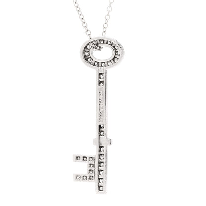 Tiffany Platinum Diamond Oval Key Pendant Necklace 4 of 6