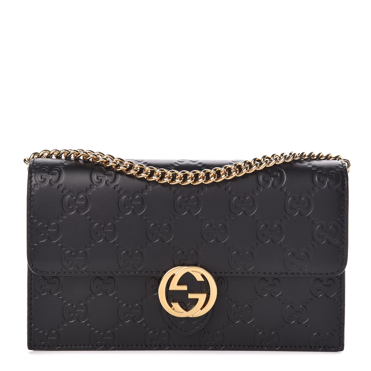 Gucci Guccissima Icon Chain Wallet Black 1 of 11