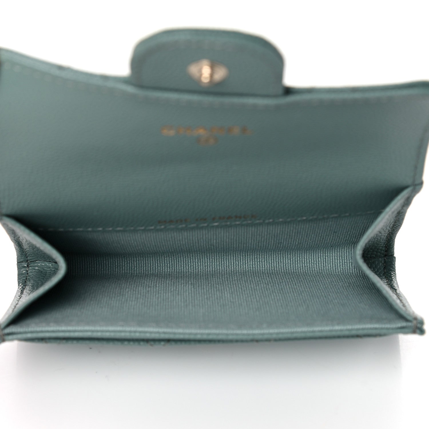 Chanel Caviar Quilted Flap Card Holder Wallet Dark Green 5 of 9