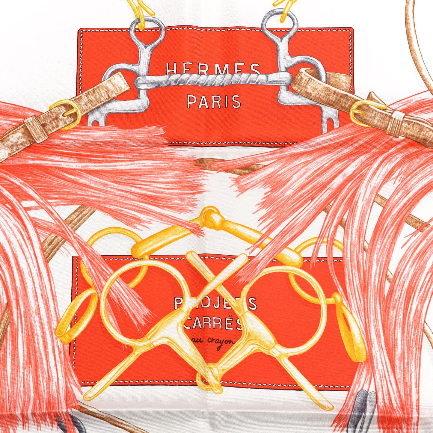 Silk Projets Carres au Crayon Scarf 90 Rouge White Or
