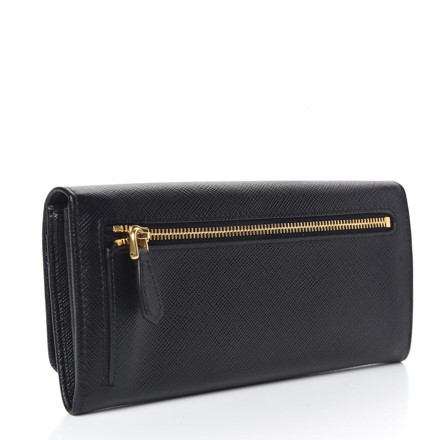 Saffiano Metal Continental Flap Wallet Black