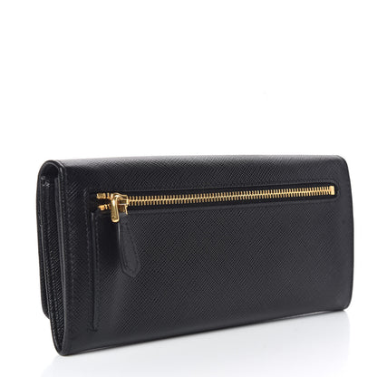 Prada Saffiano Metal Continental Flap Wallet Black 4 of 8