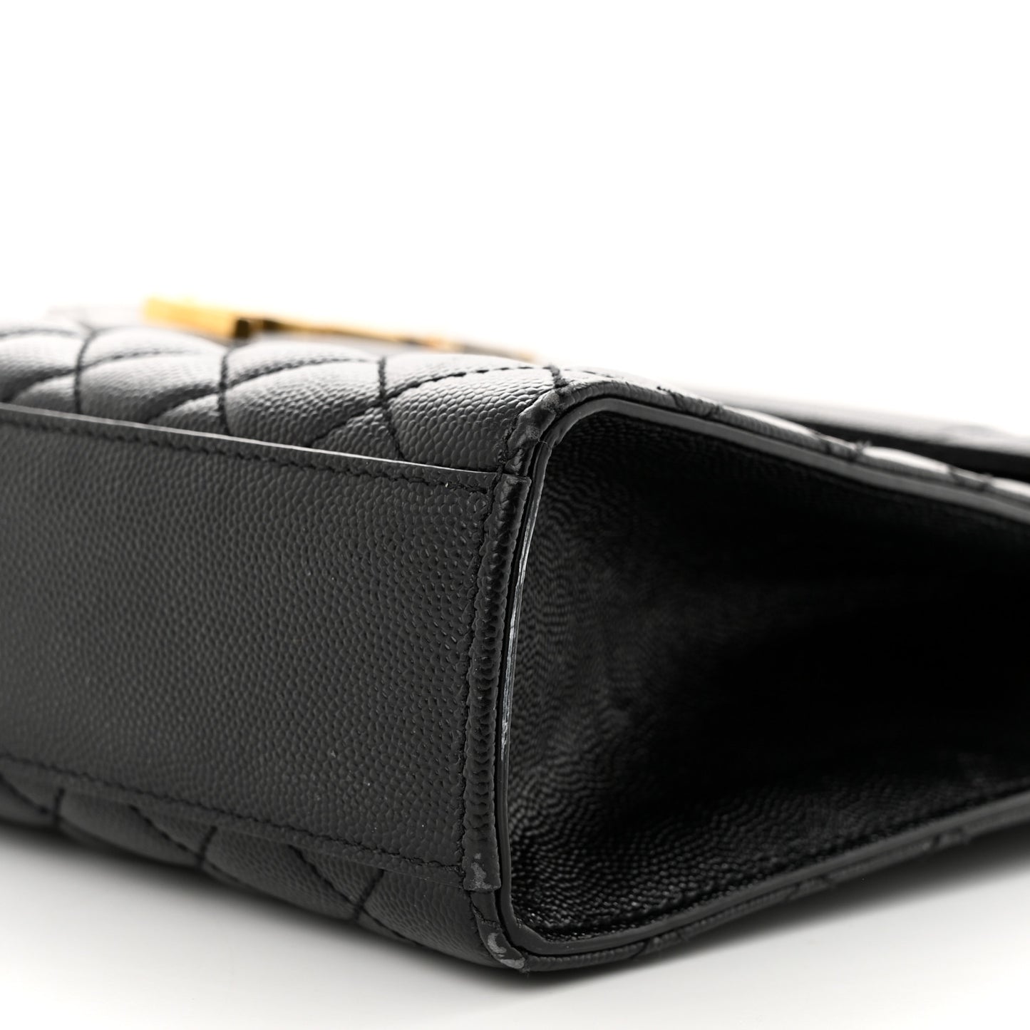 Grain De Poudre Textured Mixed Matelasse Large Triquilt Monogram Satchel Black