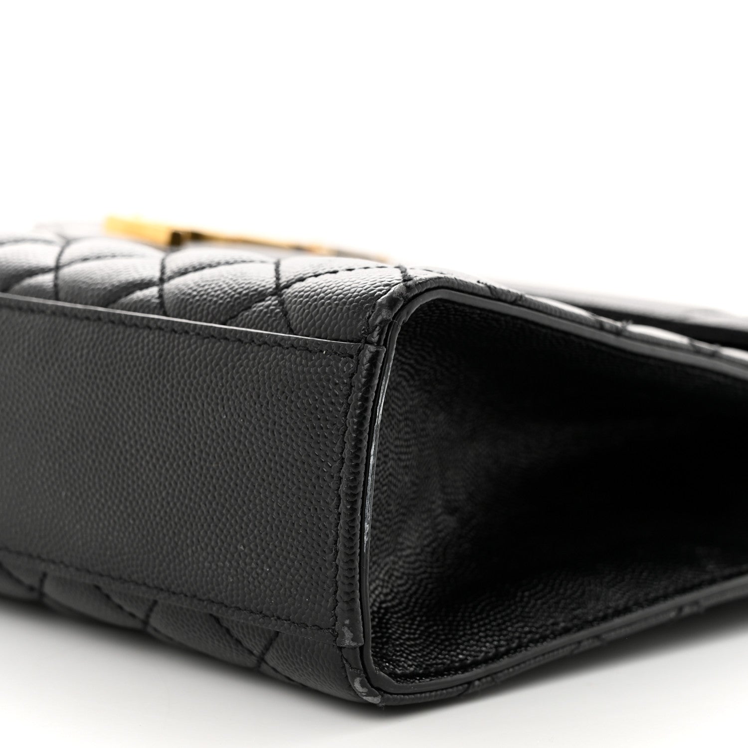 Saint Laurent Grain De Poudre Textured Mixed Matelasse Large Triquilt Monogram Satchel Black 10 of 15