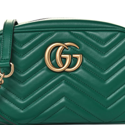 Gucci Calfskin Matelasse Small GG Marmont Chain Shoulder Bag Emerald Green 9 of 11