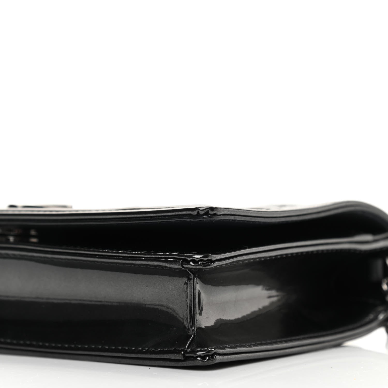 Christian Dior Metallic Patent Micro-Cannage Diorama Wallet on Chain Pouch Onyx Black 10 of 10