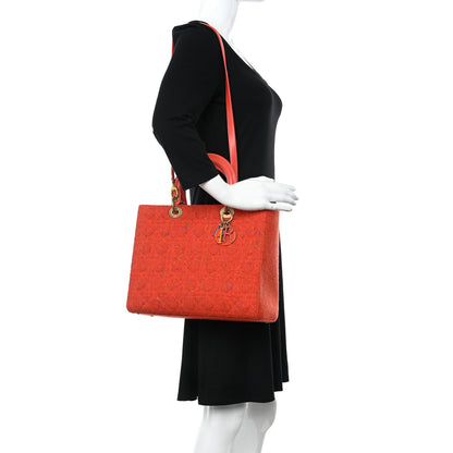 Christian Dior Tweed Cannage Large Lady Dior Orange 2 of 12