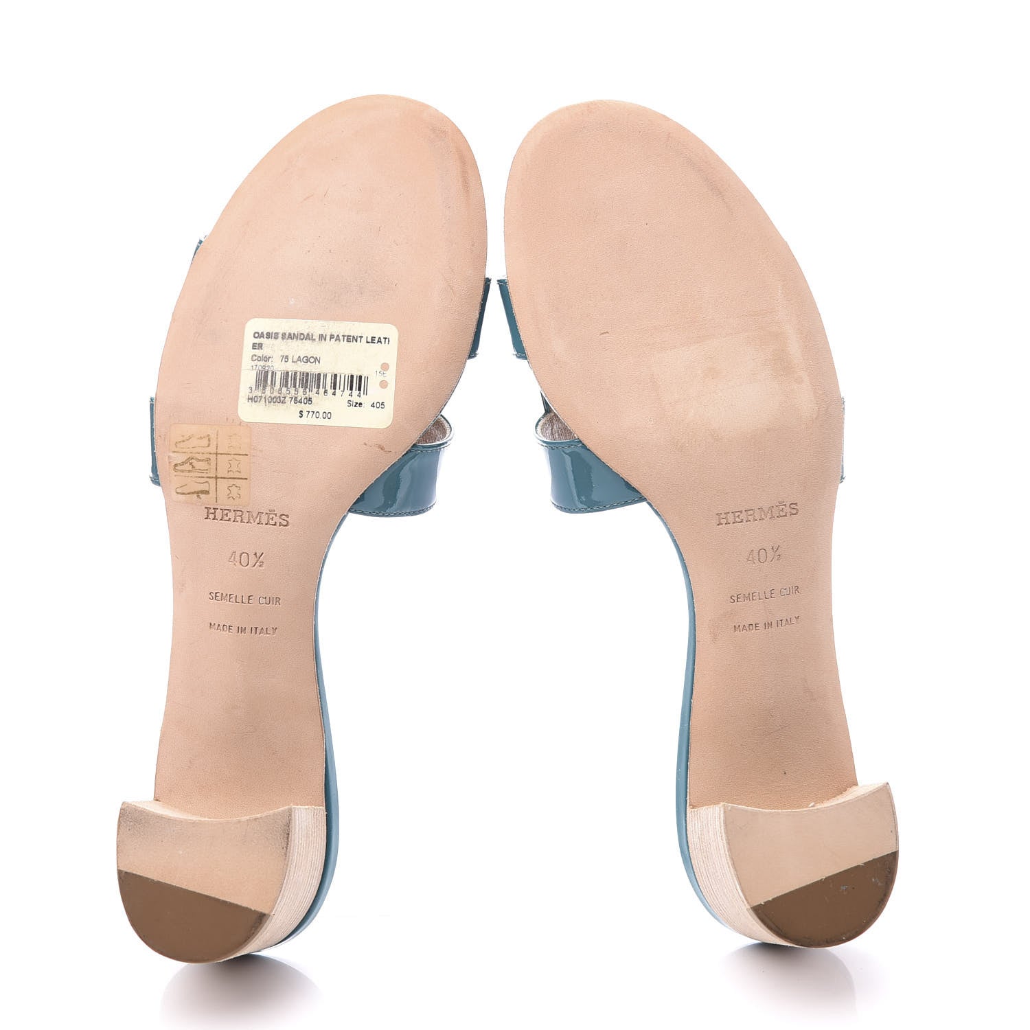 Hermes Patent Oasis Sandals 40.5 Lagon 6 of 10