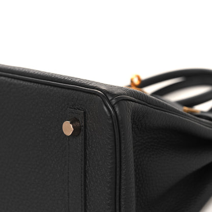 Hermes Togo Horseshoe Birkin 25 Black Bordeaux 10 of 12
