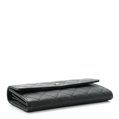 Chanel Caviar Quilted Large Gusset Flap Wallet Black 4 of 12