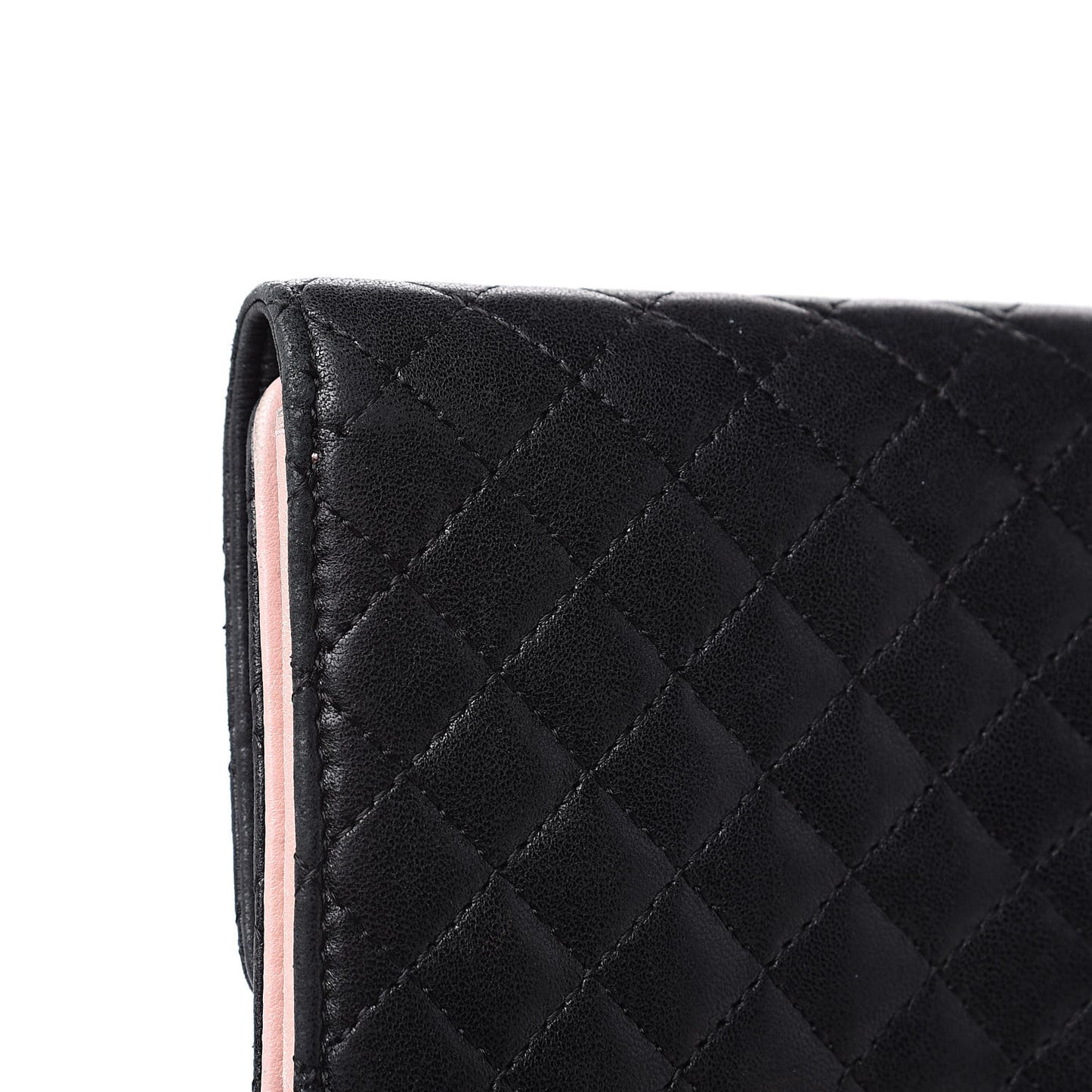 Lambskin Micro Quilted Tri-Fold Wallet Black